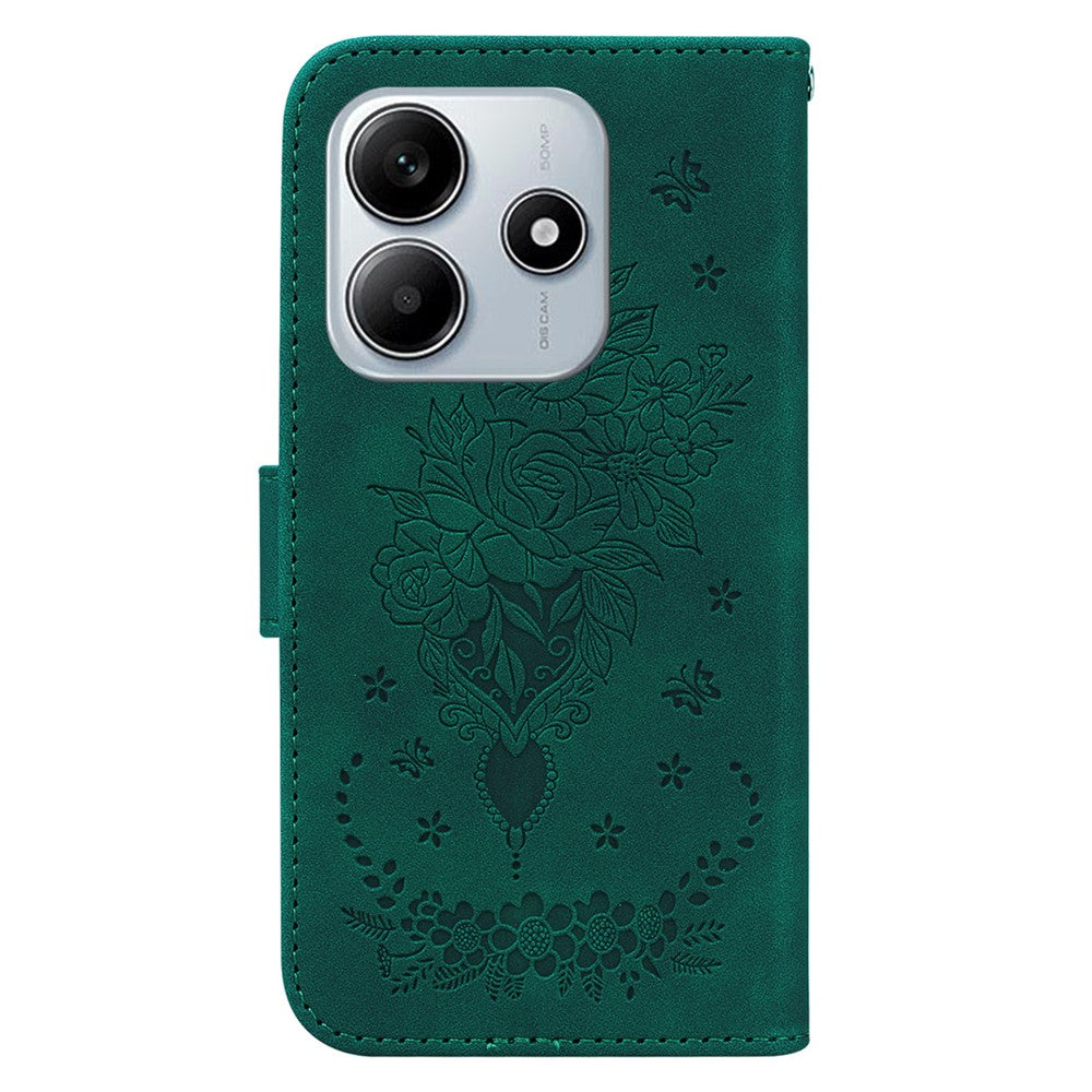 For Xiaomi Redmi Note 14 5G Case PU Leather Wallet Phone Cover Butterfly Flower Imprint