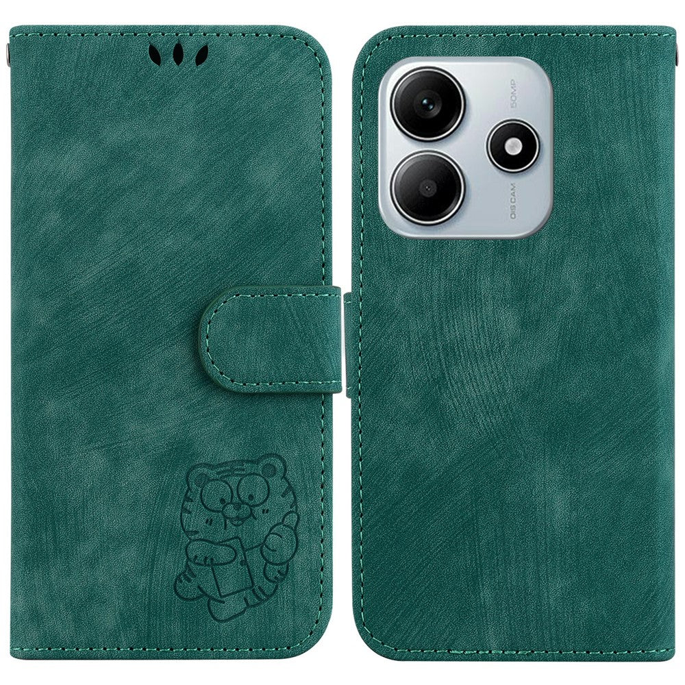 For Xiaomi Redmi Note 14 5G Wallet Case Tiger Imprint Leather Shockproof Phone Cover