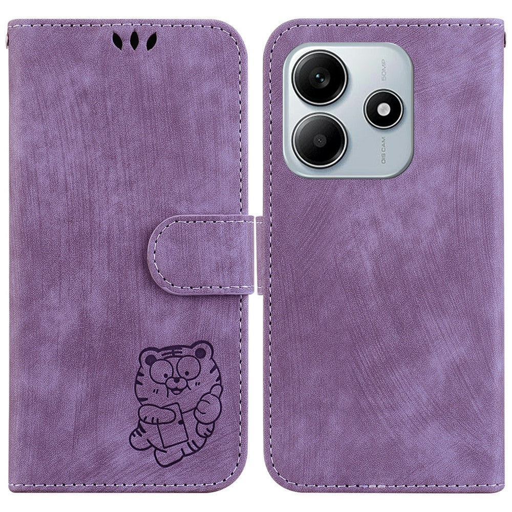 For Xiaomi Redmi Note 14 5G Wallet Case Tiger Imprint Leather Shockproof Phone Cover