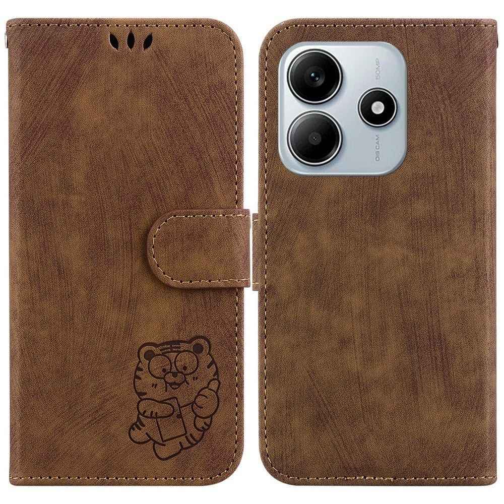 For Xiaomi Redmi Note 14 5G Wallet Case Tiger Imprint Leather Shockproof Phone Cover