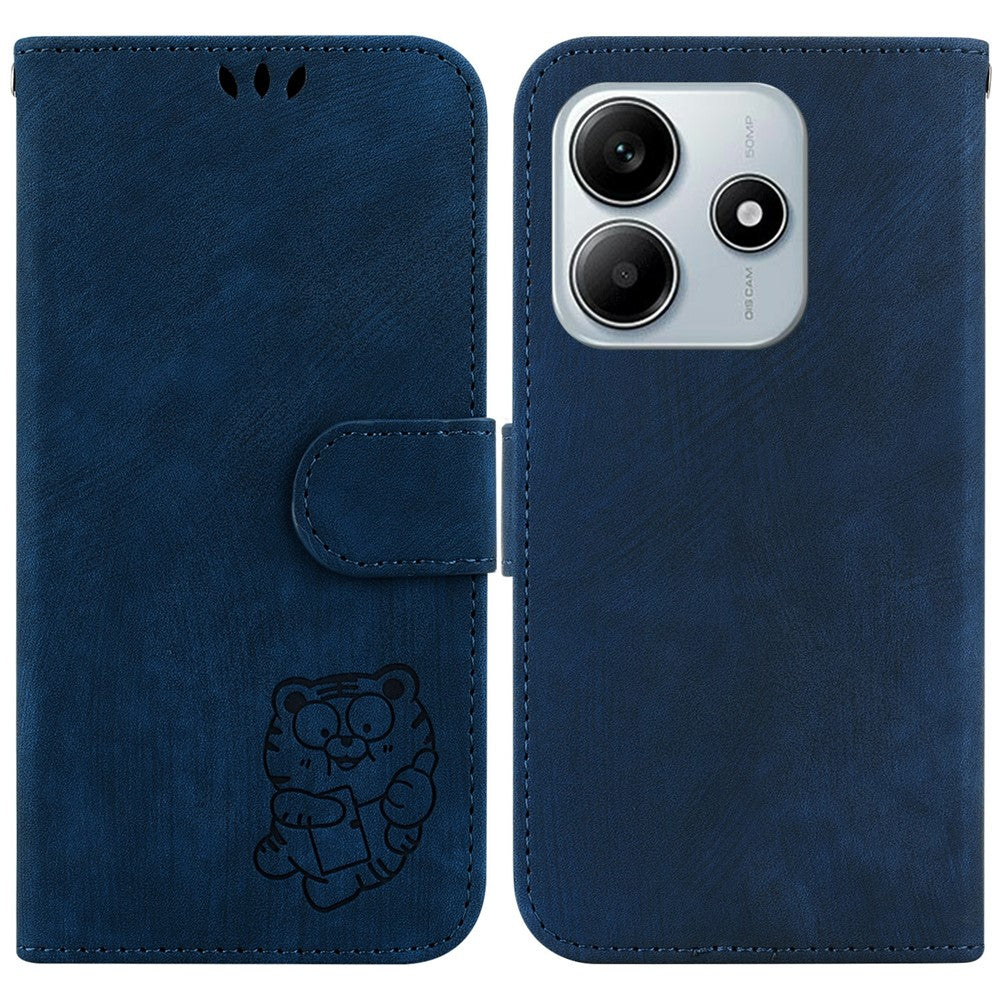 For Xiaomi Redmi Note 14 5G Wallet Case Tiger Imprint Leather Shockproof Phone Cover