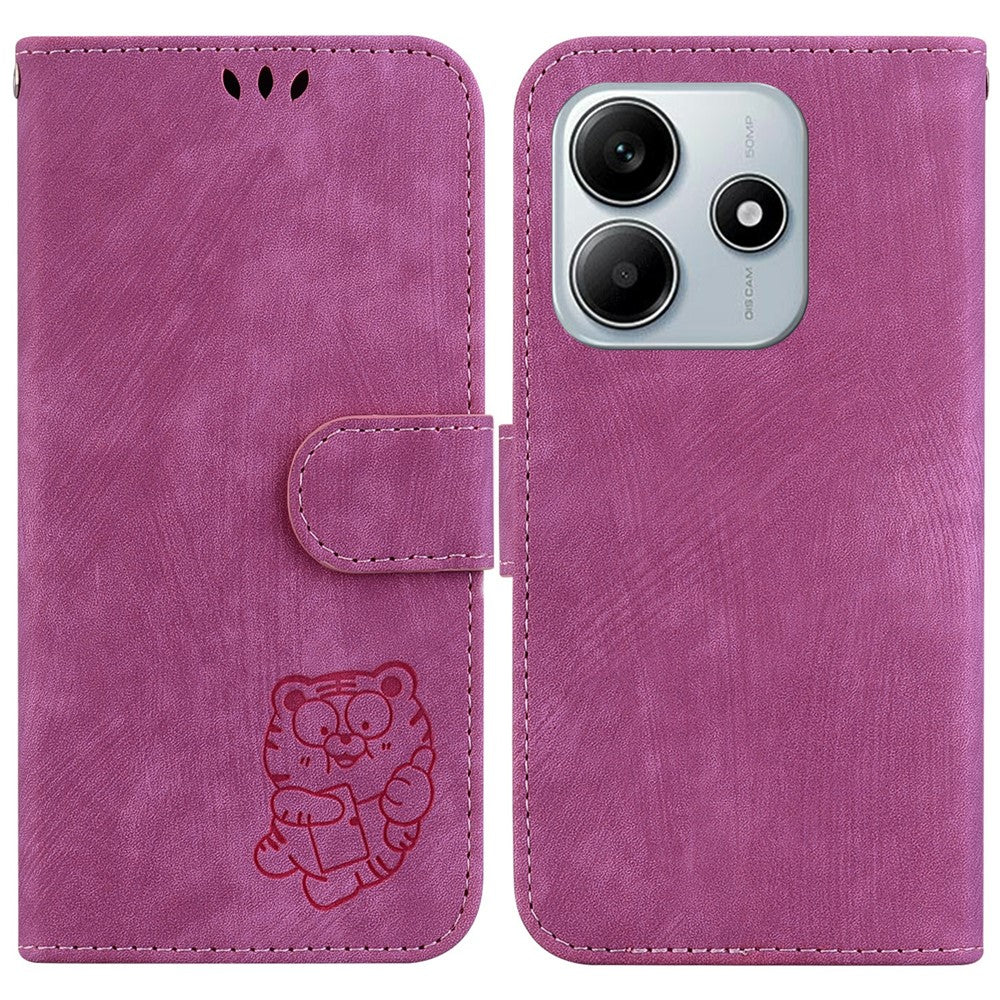 For Xiaomi Redmi Note 14 5G Wallet Case Tiger Imprint Leather Shockproof Phone Cover