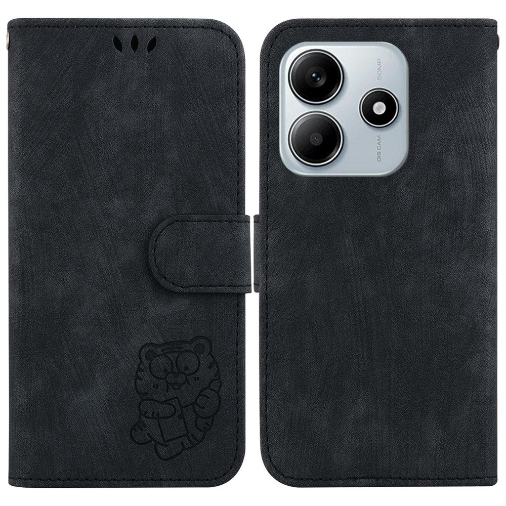 For Xiaomi Redmi Note 14 5G Wallet Case Tiger Imprint Leather Shockproof Phone Cover