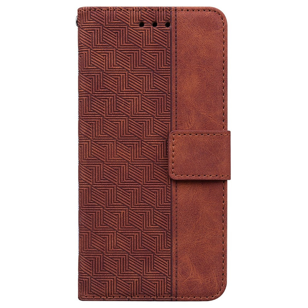 For Xiaomi Redmi Note 14 5G Case Geometry Pattern Leather Wallet Phone Cover with Wrist Strap