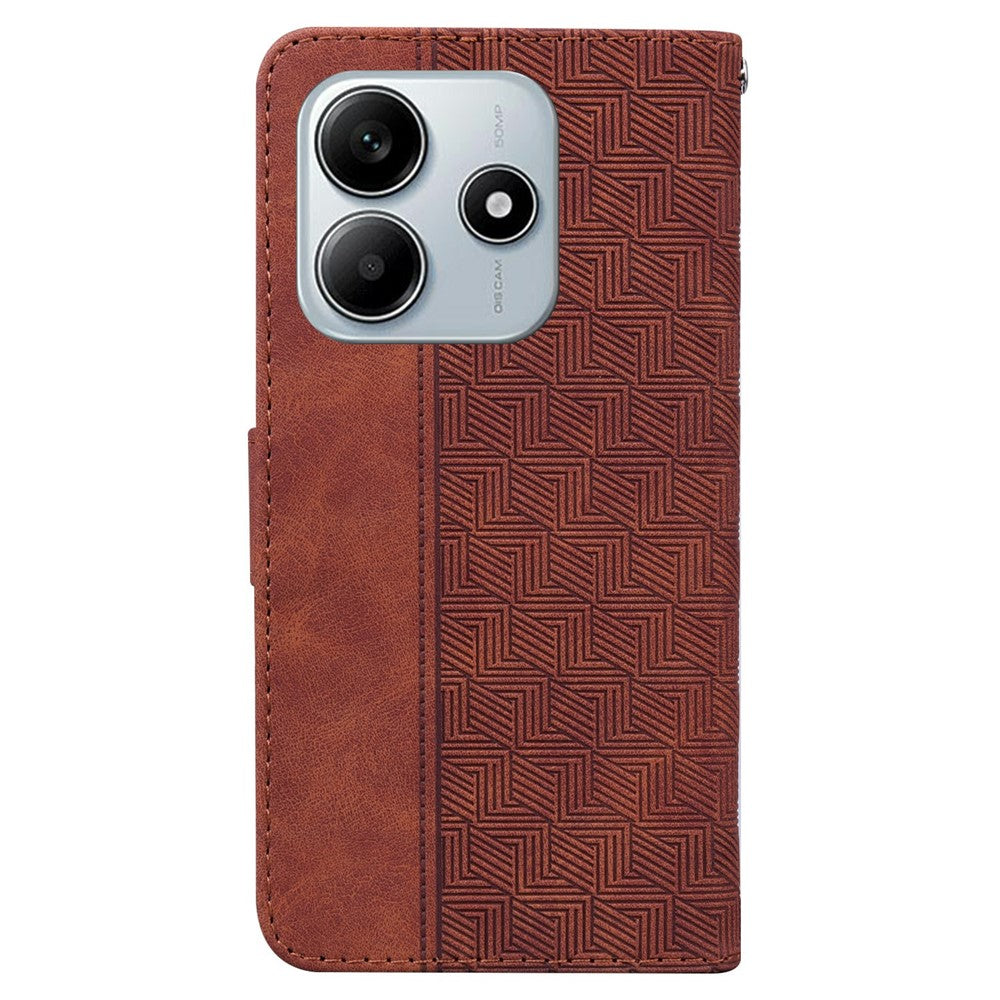 For Xiaomi Redmi Note 14 5G Case Geometry Pattern Leather Wallet Phone Cover with Wrist Strap