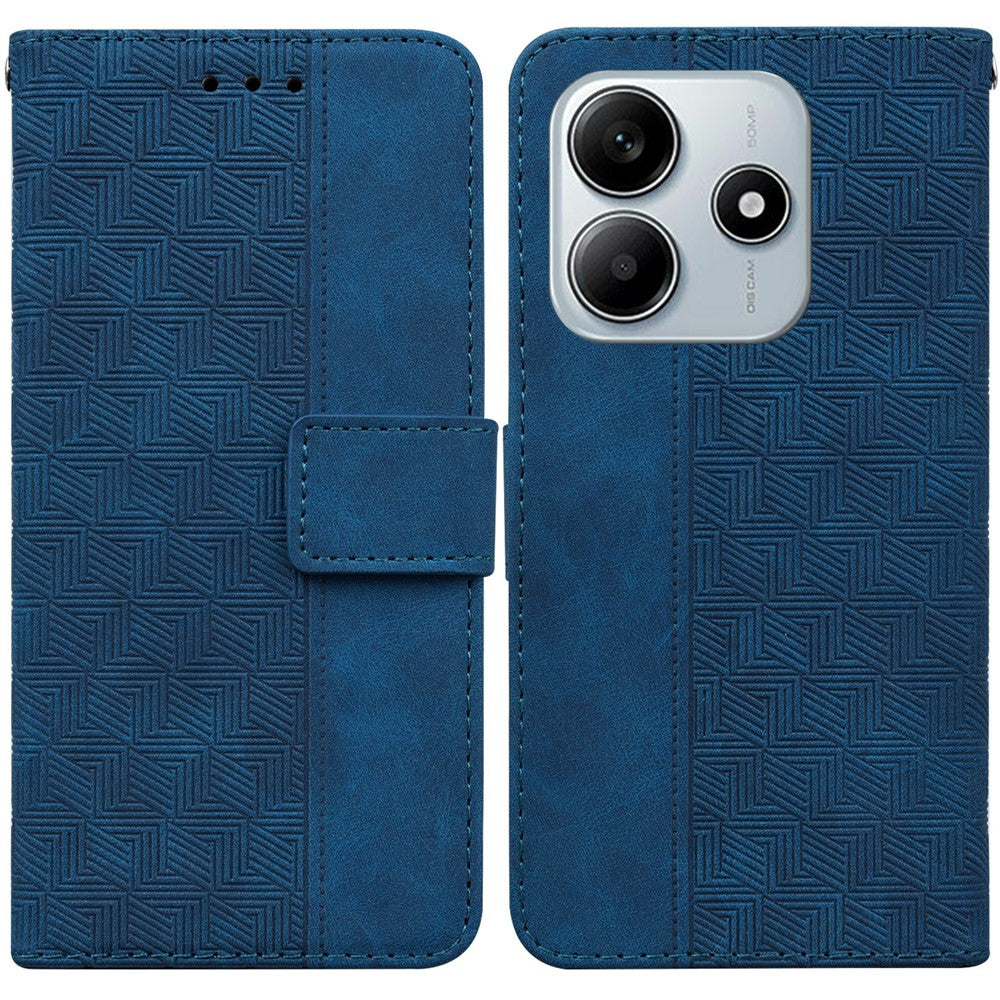 For Xiaomi Redmi Note 14 5G Case Geometry Pattern Leather Wallet Phone Cover with Wrist Strap
