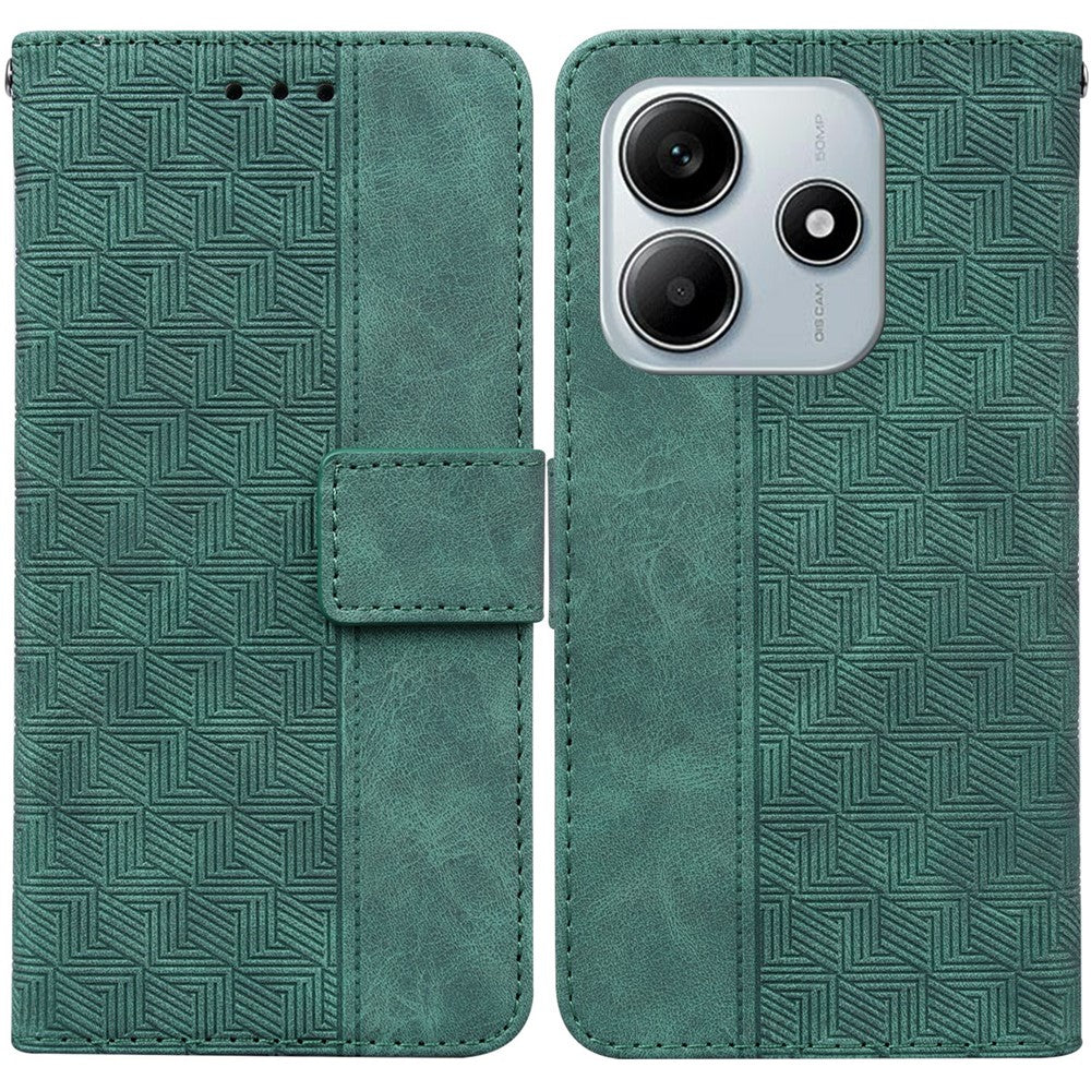 For Xiaomi Redmi Note 14 5G Case Geometry Pattern Leather Wallet Phone Cover with Wrist Strap