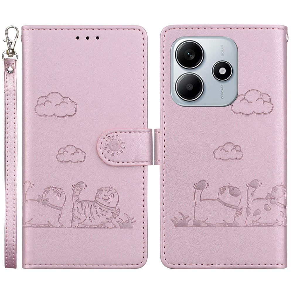 For Xiaomi Redmi Note 14 5G Case RFID Blocking Kitten Pattern TPU+PU Leather Phone Cover
