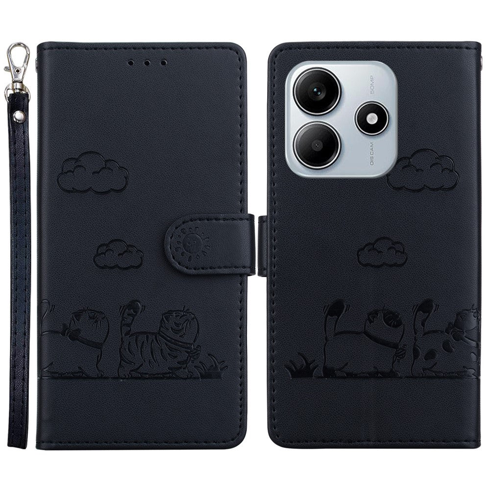 For Xiaomi Redmi Note 14 5G Case RFID Blocking Kitten Pattern TPU+PU Leather Phone Cover