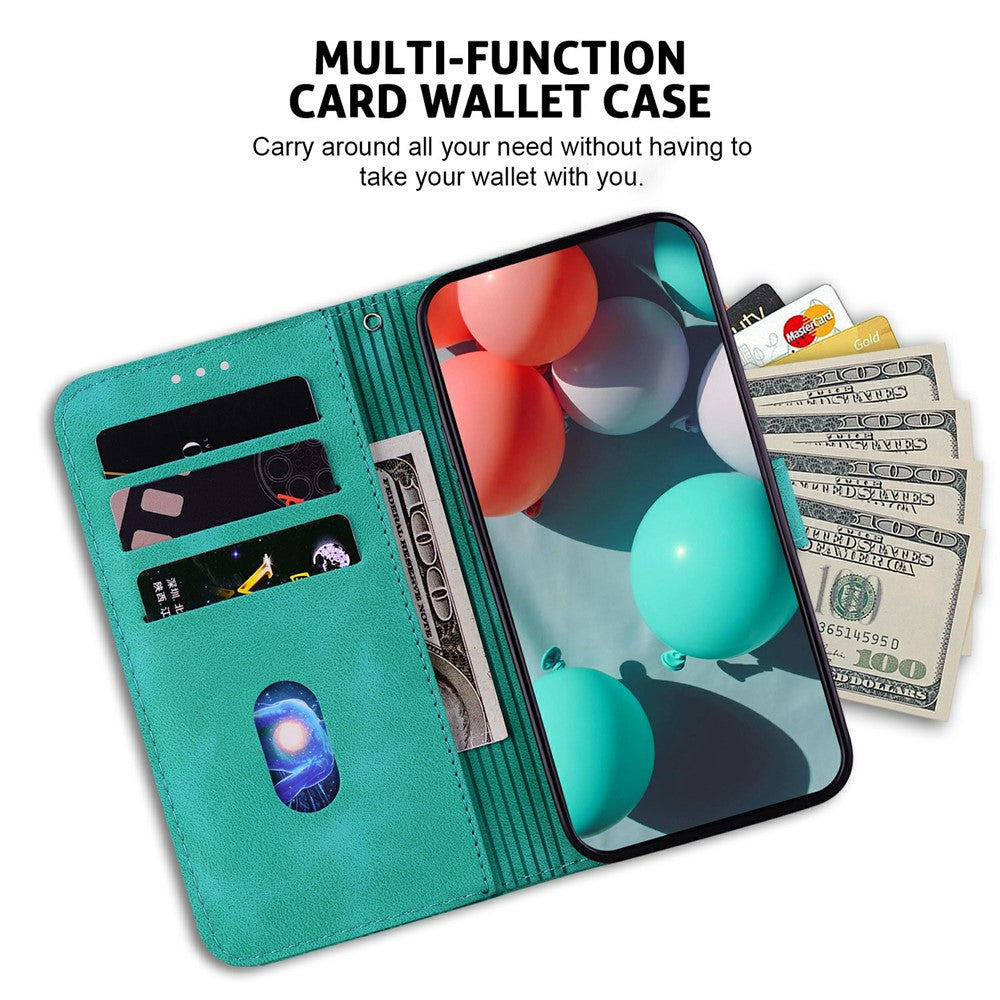 For Xiaomi Redmi Note 14 5G Stand Case 7-Shaped Pattern Imprint Leather Phone Cover