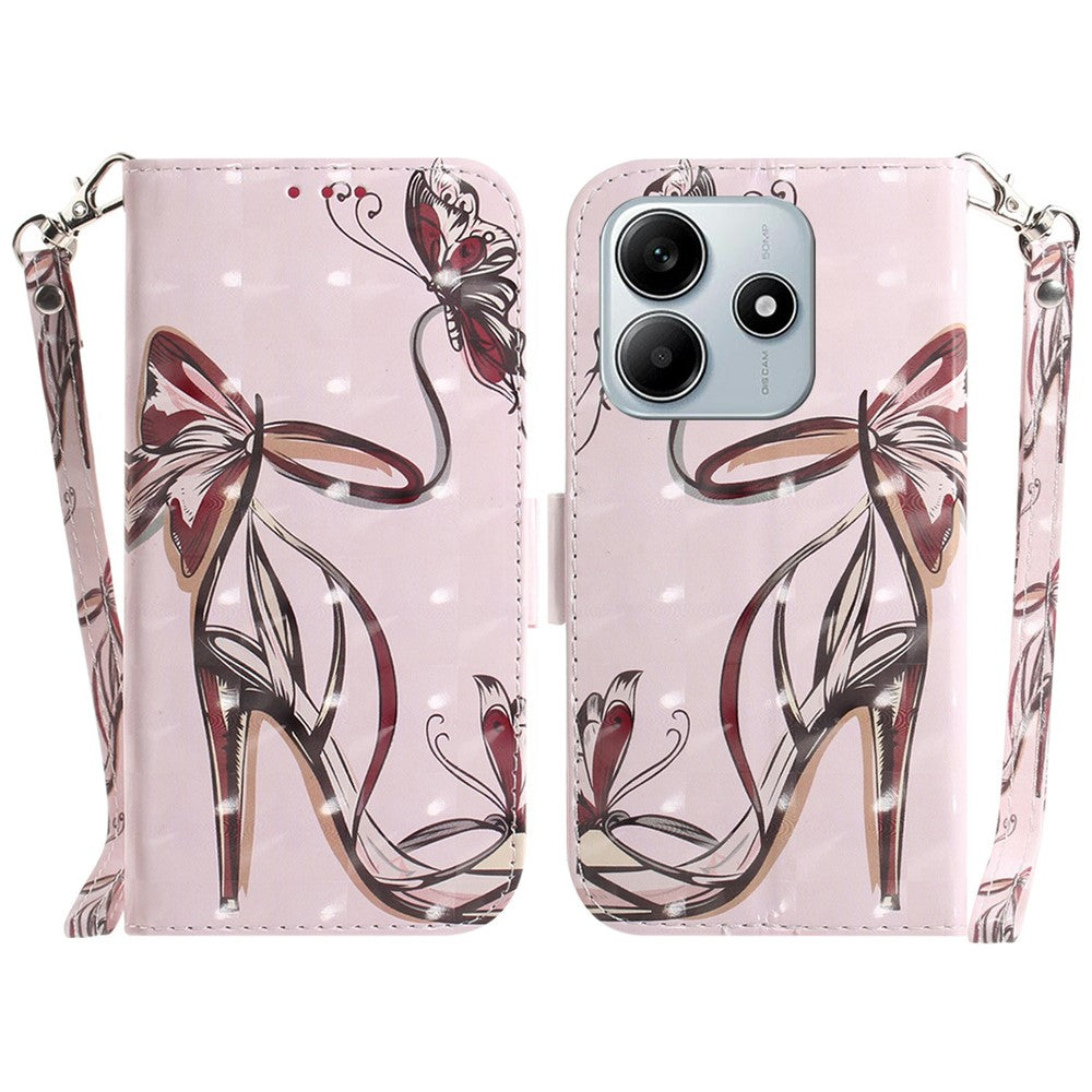 For Xiaomi Redmi Note 14 5G Case Pattern Printing Leather Wallet Phone Cover with Wrist Strap