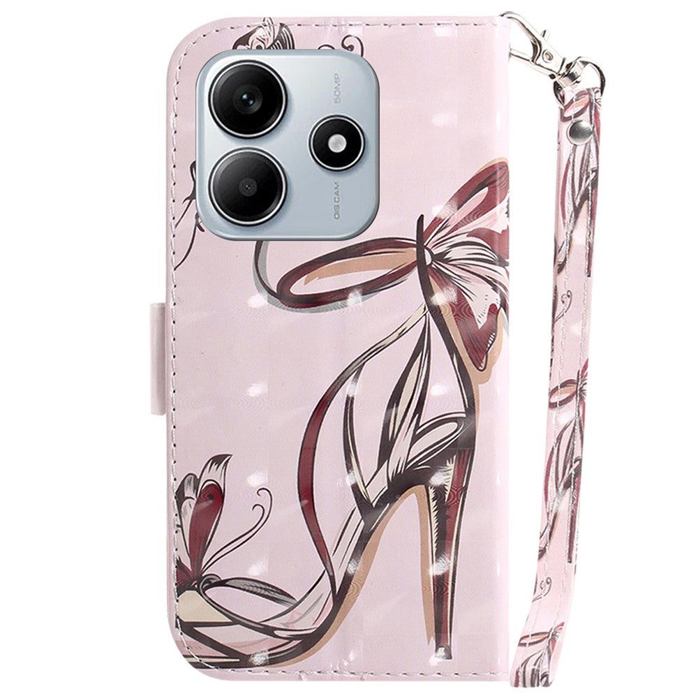 For Xiaomi Redmi Note 14 5G Case Pattern Printing Leather Wallet Phone Cover with Wrist Strap