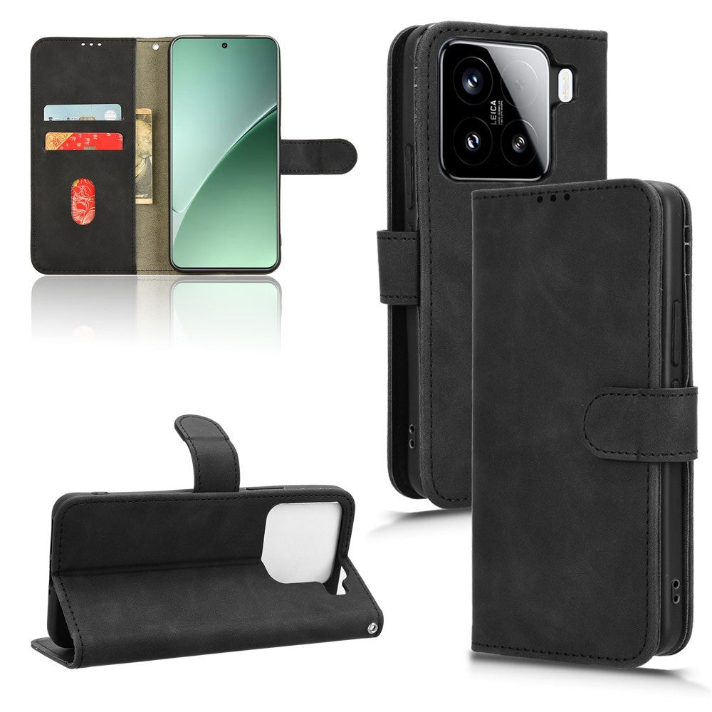 For Xiaomi 15 Pro Leather Case Skin-Feel Anti-Drop Wallet Flip Phone Cover