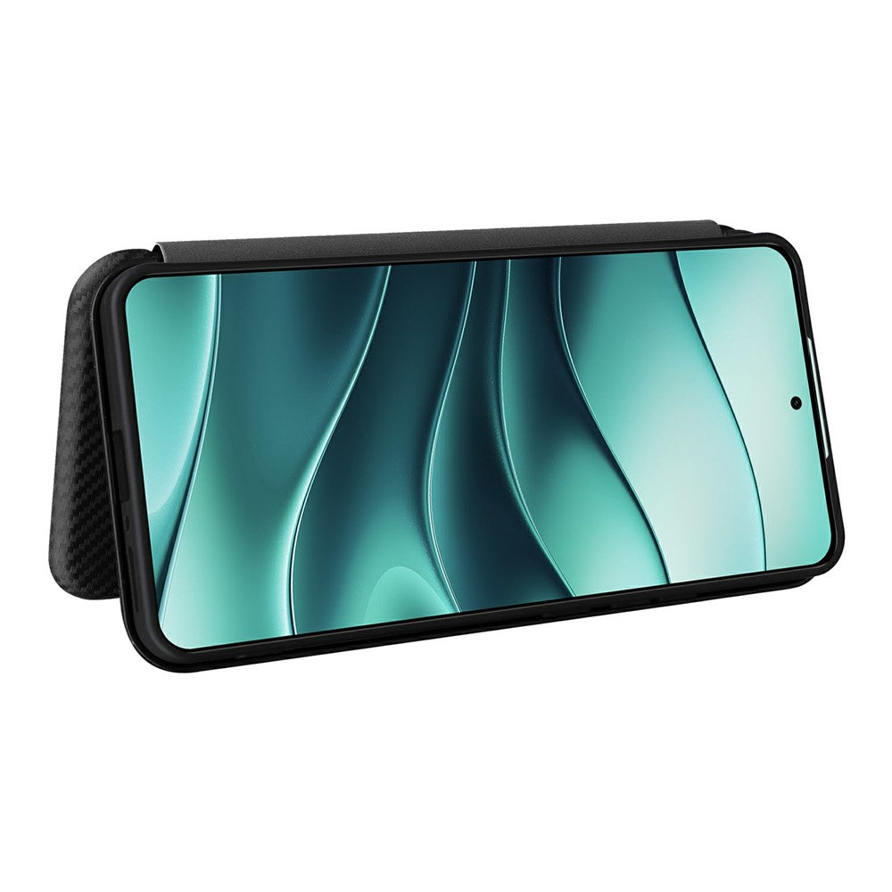Xiaomi Redmi Note 14 5G-skal, kolfiberstruktur, fallsäkert PU-läder, mobilskal