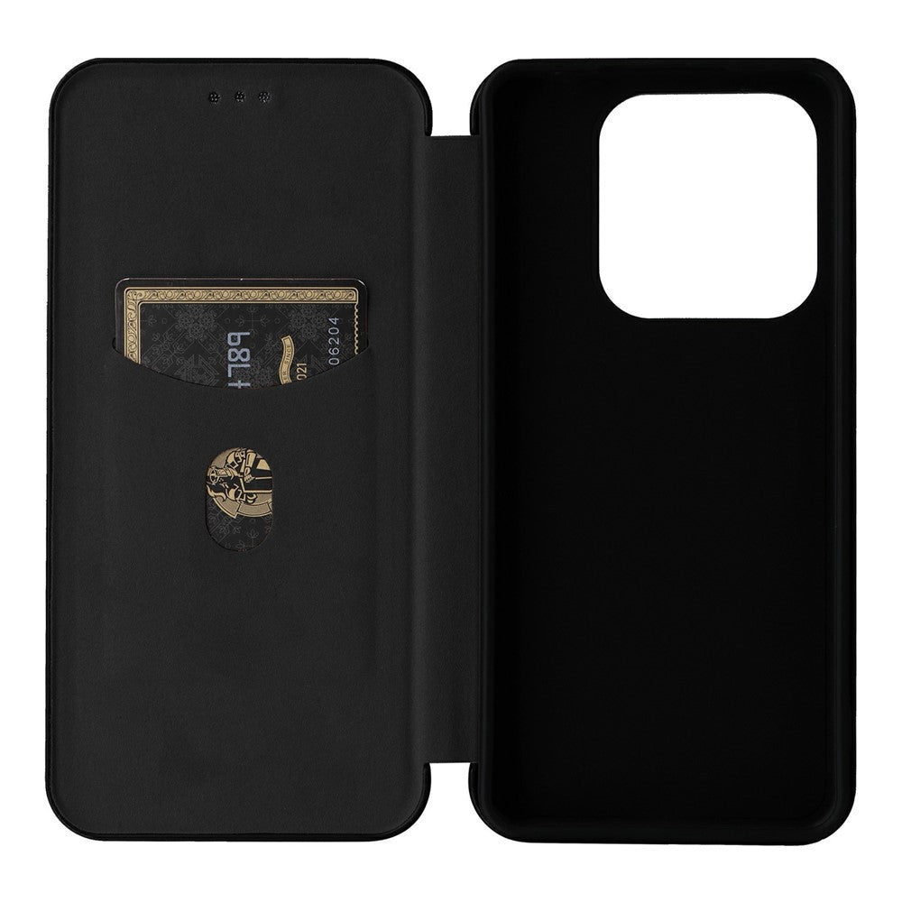 Xiaomi Redmi Note 14 5G-skal, kolfiberstruktur, fallsäkert PU-läder, mobilskal