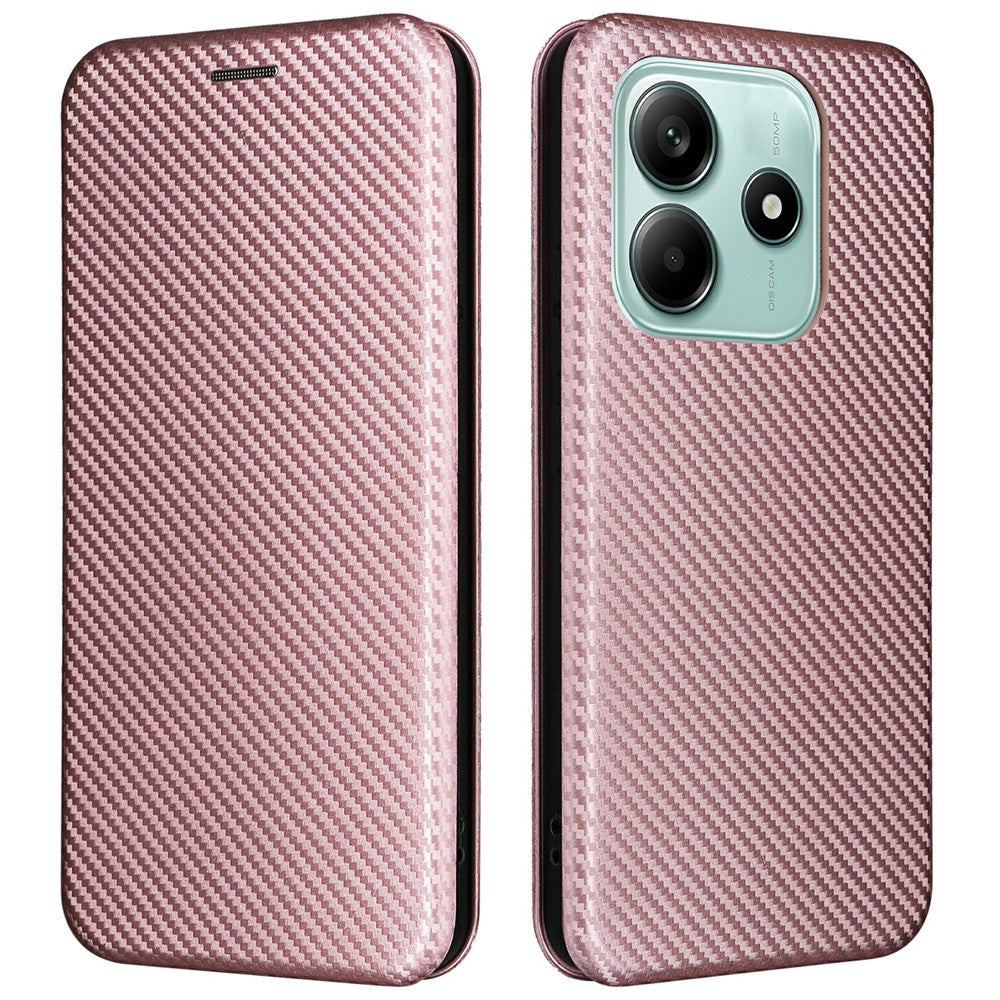 For Xiaomi Redmi Note 14 5G Case Carbon Fiber Texture Drop-Proof PU Leather Phone Cover