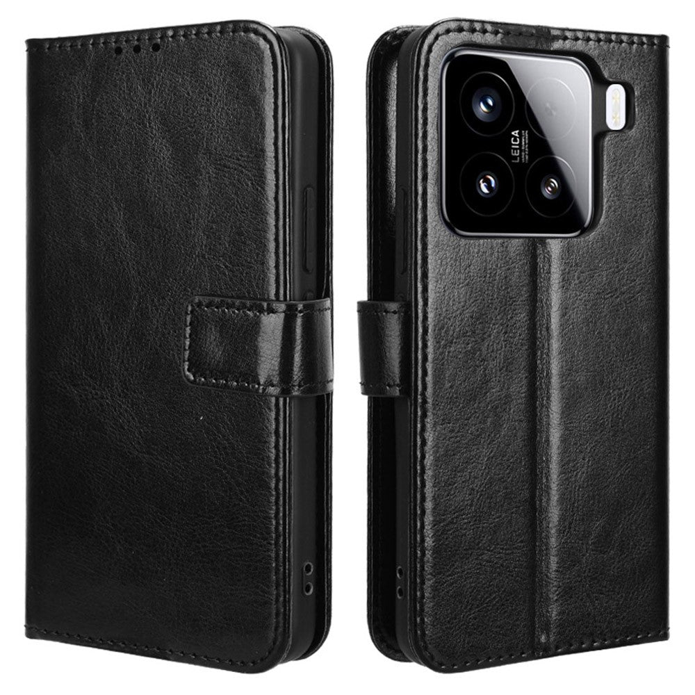 For Xiaomi 15 Pro Case Crazy Horse Texture PU Leather Phone Wallet Cover