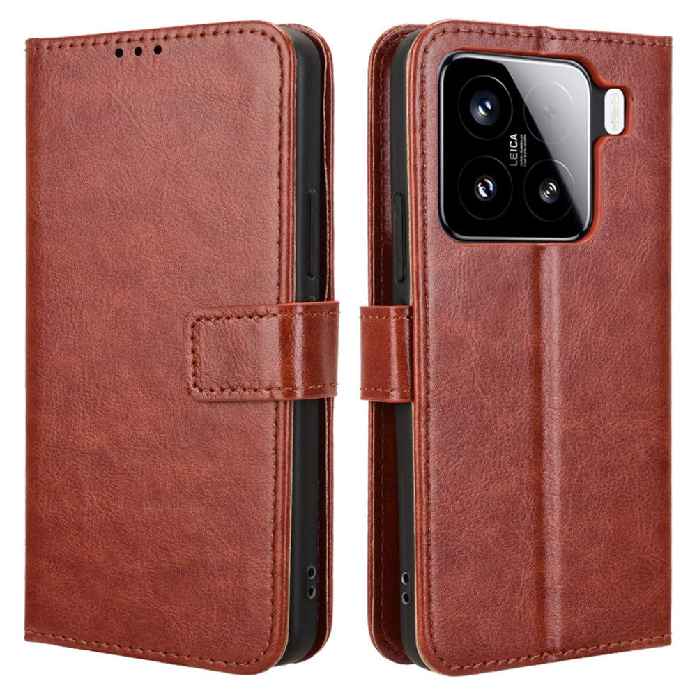 For Xiaomi 15 Pro Case Crazy Horse Texture PU Leather Phone Wallet Cover