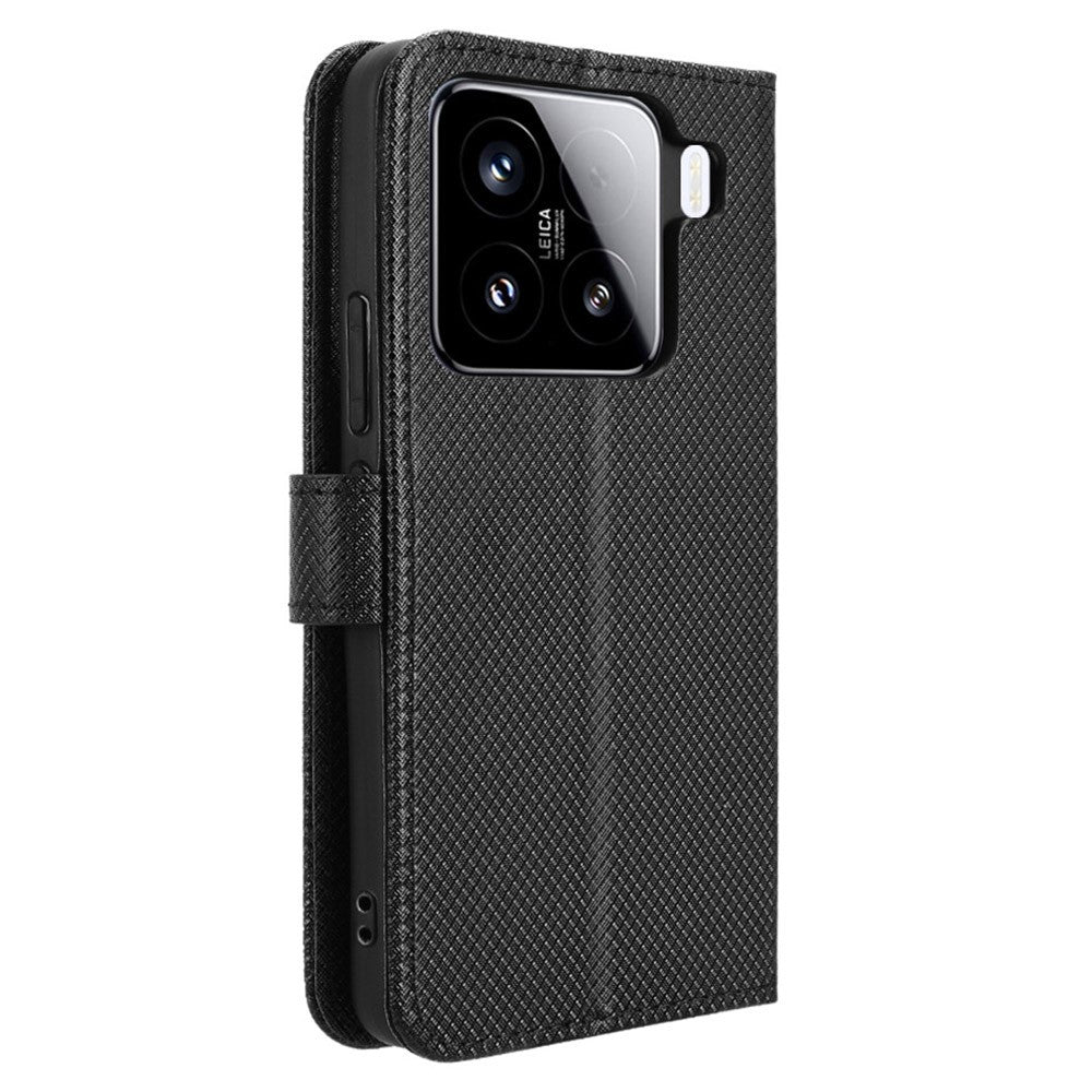 For Xiaomi 15 Pro Case PU Leather Diamond Texture Wallet Phone Cover