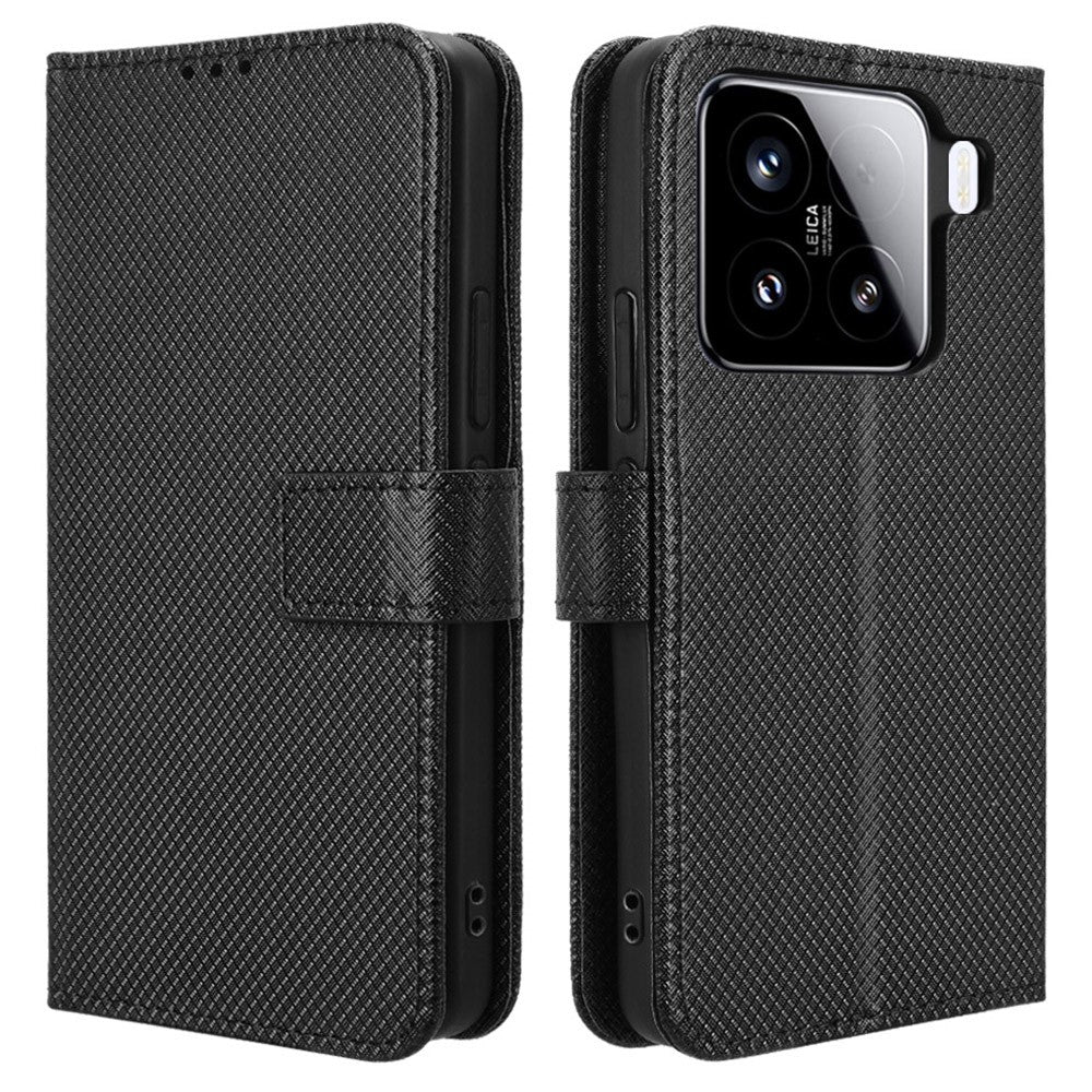 For Xiaomi 15 Case PU Leather Diamond Texture Wallet Phone Cover