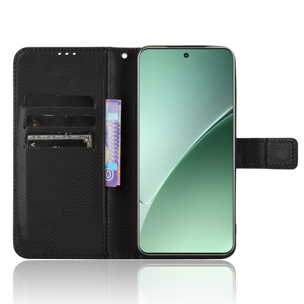 For Xiaomi 15 Case PU Leather Diamond Texture Wallet Phone Cover