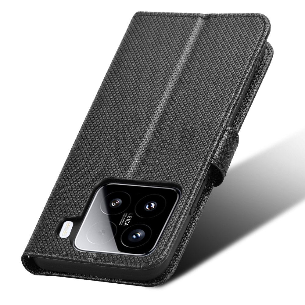 For Xiaomi 15 Case PU Leather Diamond Texture Wallet Phone Cover