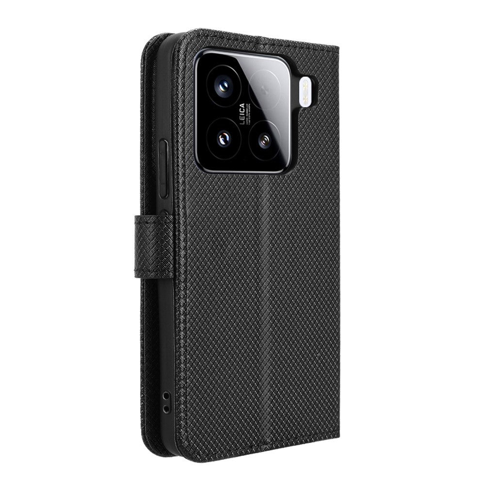 For Xiaomi 15 Case PU Leather Diamond Texture Wallet Phone Cover