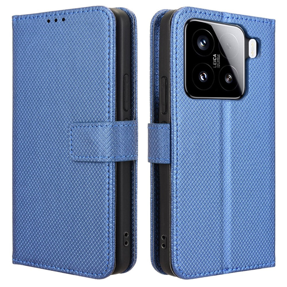 For Xiaomi 15 Case PU Leather Diamond Texture Wallet Phone Cover