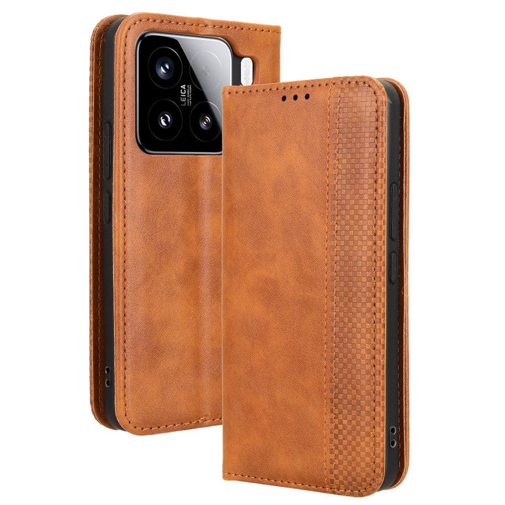 For Xiaomi 15 Pro Leather Case Wallet Stand Retro Texture Phone Cover