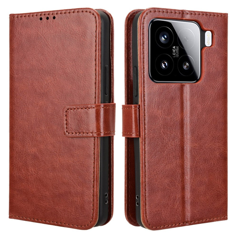 For Xiaomi 15 Case Crazy Horse Texture PU Leather Phone Wallet Cover