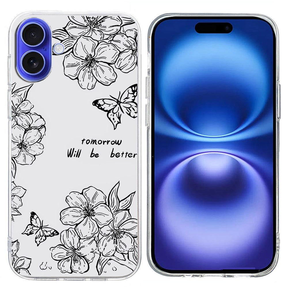 Til iPhone 16 Plus Cover Mønsterprint Stødabsorberende Blød TPU Telefoncover