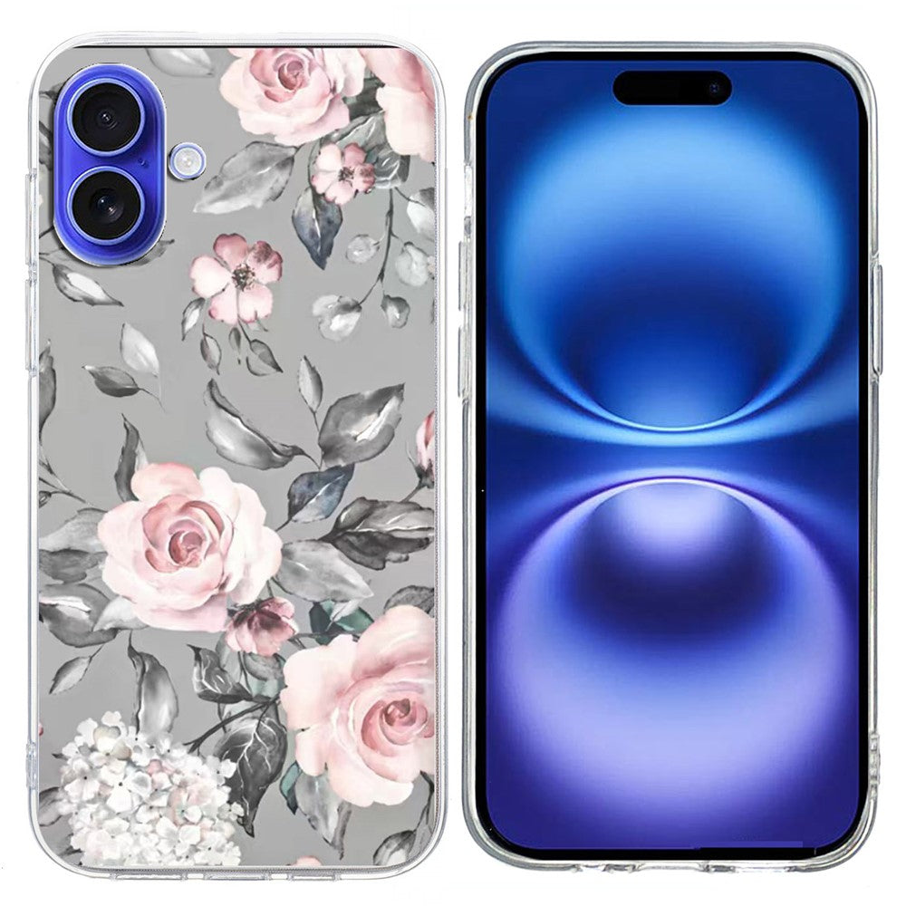 Til iPhone 16 Plus Cover Mønsterprint Stødabsorberende Blød TPU Telefoncover