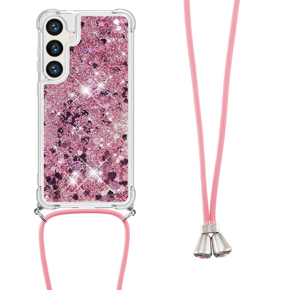 For Samsung Galaxy S24 FE TPU Case Quicksand Design Phone Cover with Lanyard