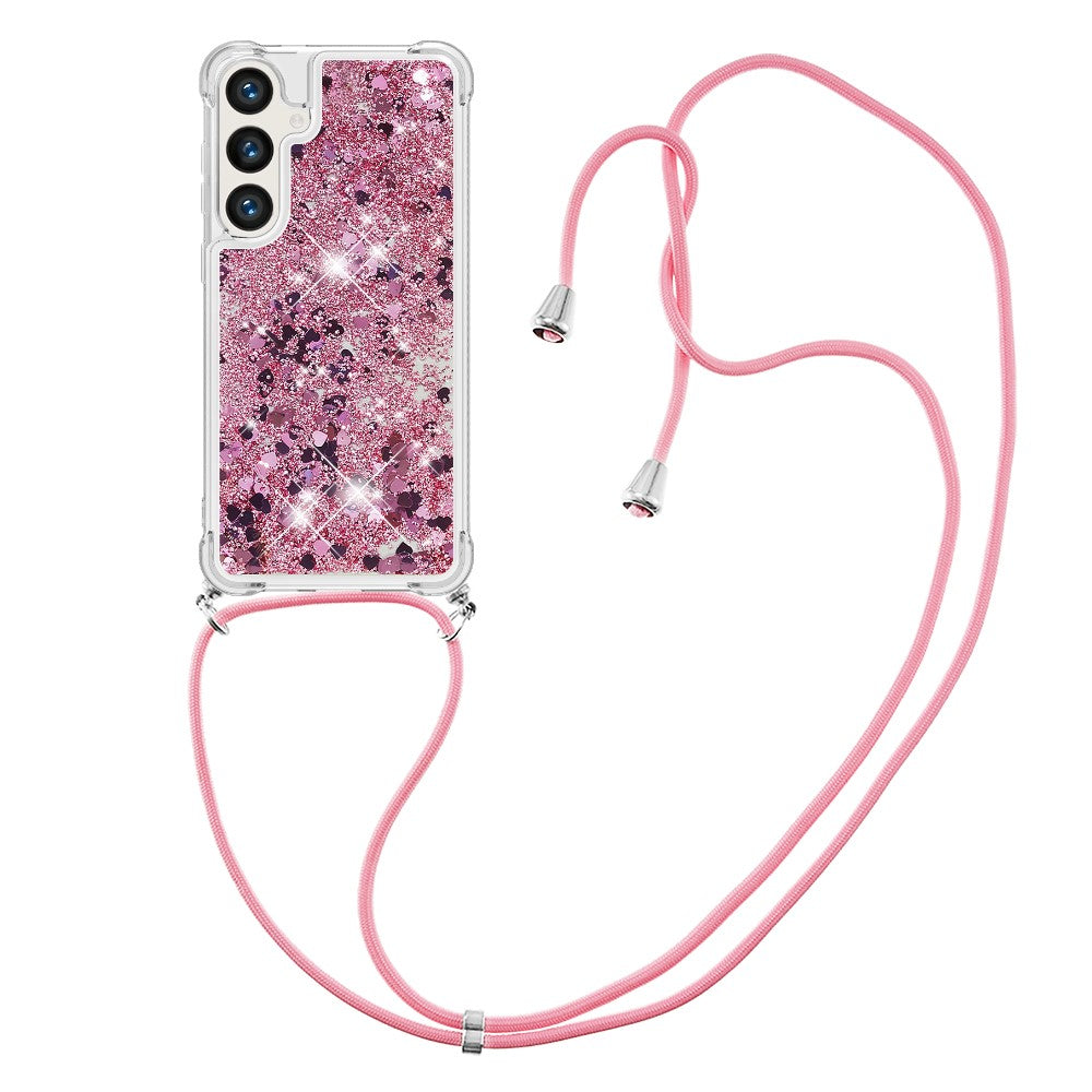 For Samsung Galaxy S24 FE TPU Case Quicksand Design Phone Cover with Lanyard