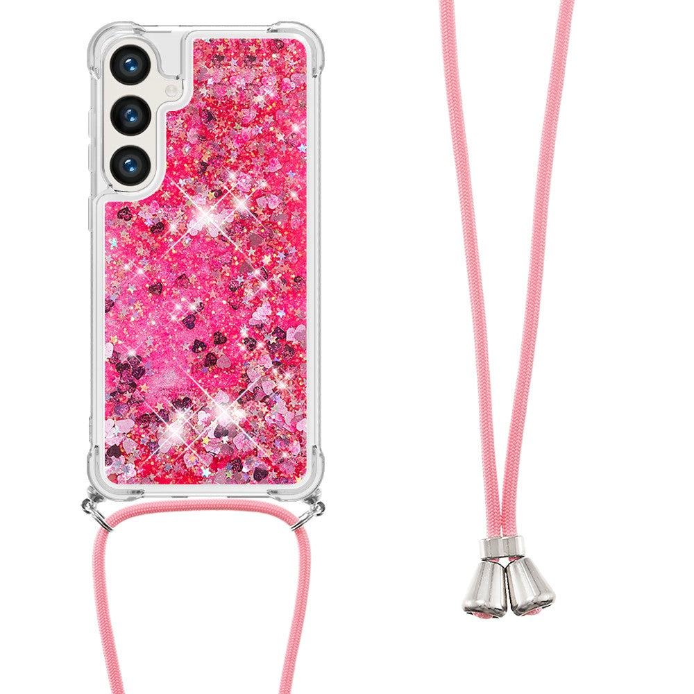 For Samsung Galaxy S24 FE TPU Case Quicksand Design Phone Cover with Lanyard