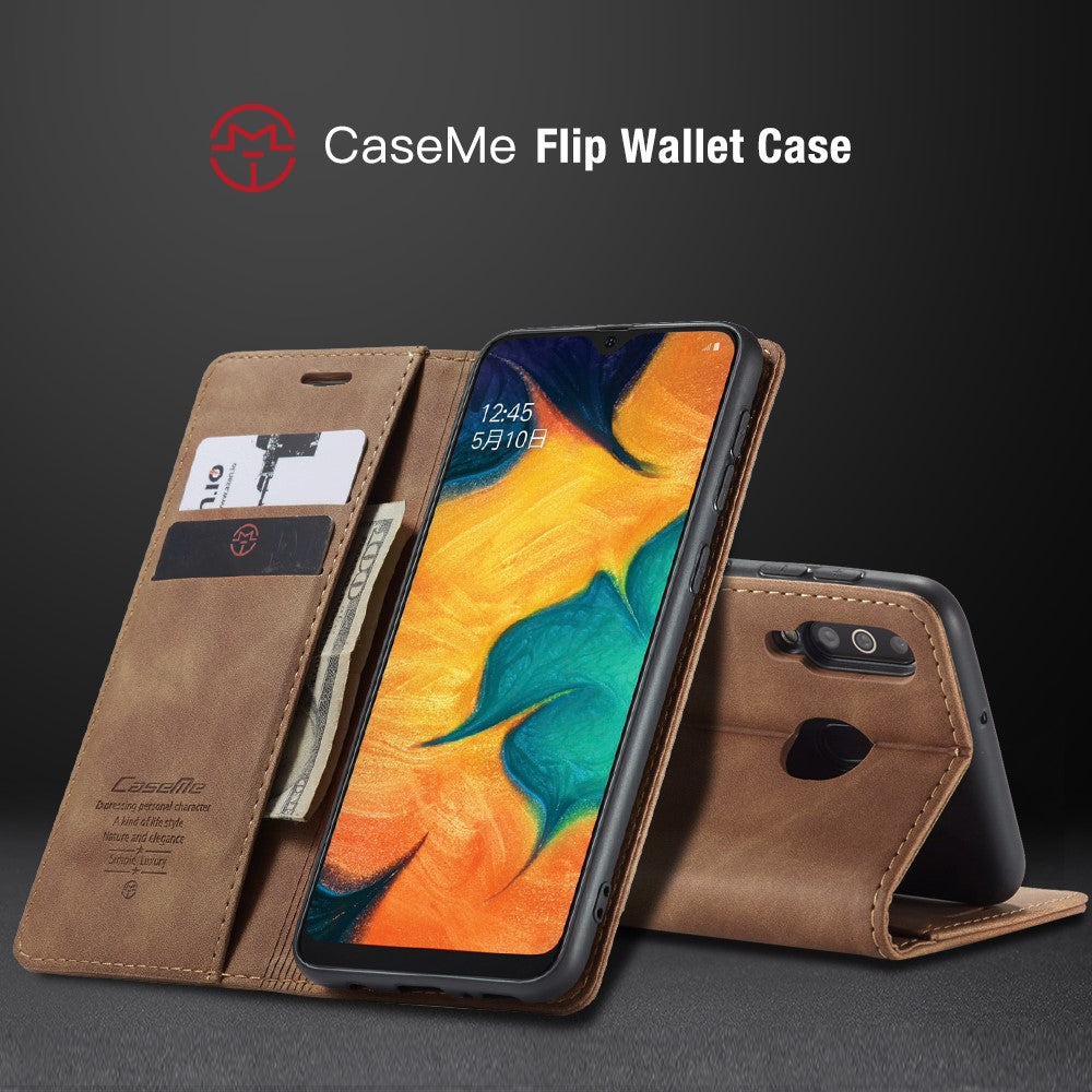 CASEME For Samsung Galaxy M30 / Galaxy A40s Case  013 Series Card Holder Stand Leather Phone Cover