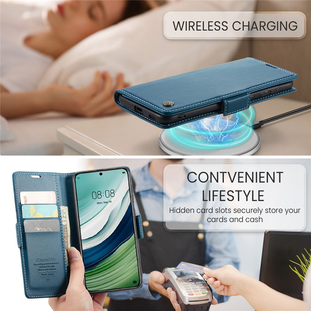 CASEME For Huawei Mate 60 Leather Case  023 RFID Blocking 3 Card Slot Mobile Cover