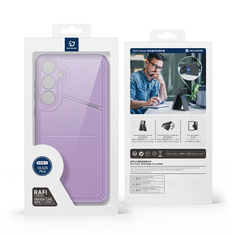 DUX DUCIS For Samsung Galaxy S25+ Magnetic Case  Rafi II Series Leather Back Cover with RFID Blocking Card Slots