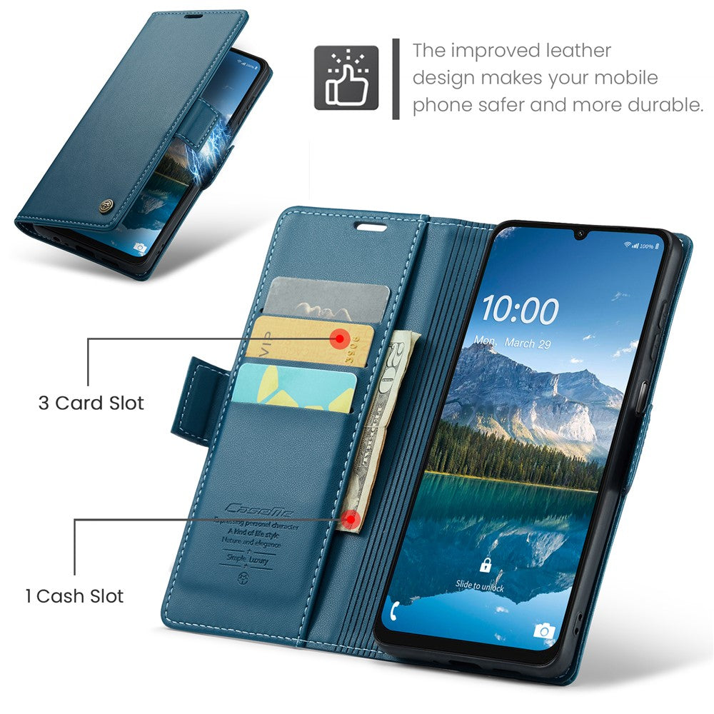 CASEME Til Samsung Galaxy A06 4G Lædercover 023 RFID Blokerende Mobilcover med 3 Kortlommer