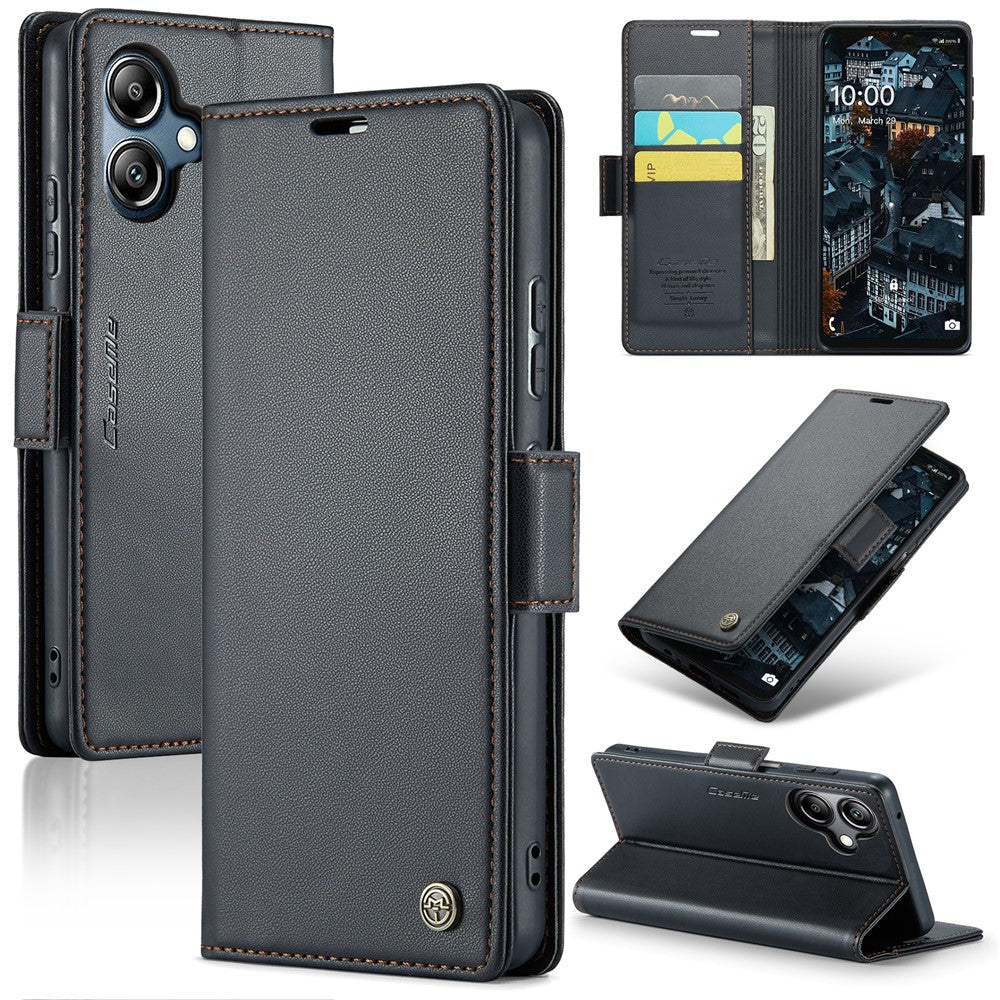 CASEME Til Samsung Galaxy A06 4G Lædercover 023 RFID Blokerende Mobilcover med 3 Kortlommer