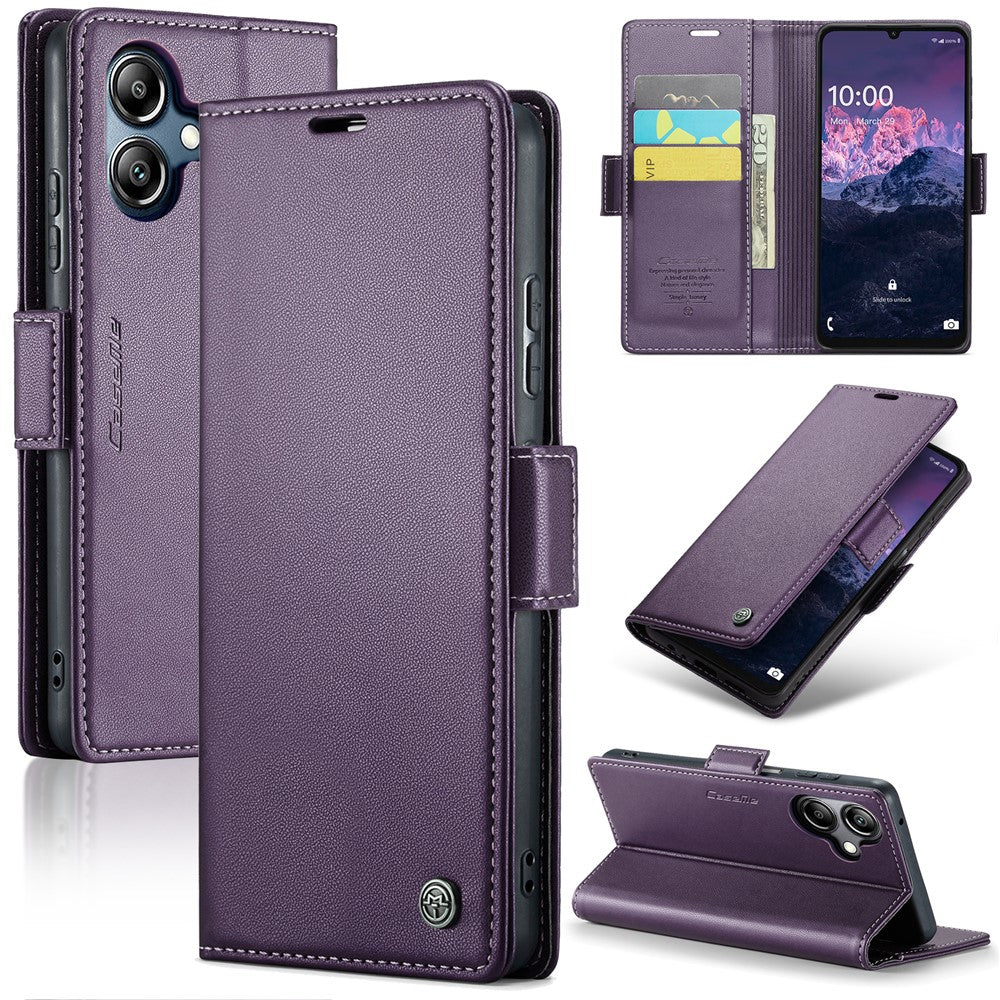 CASEME Til Samsung Galaxy A06 4G Lædercover 023 RFID Blokerende Mobilcover med 3 Kortlommer