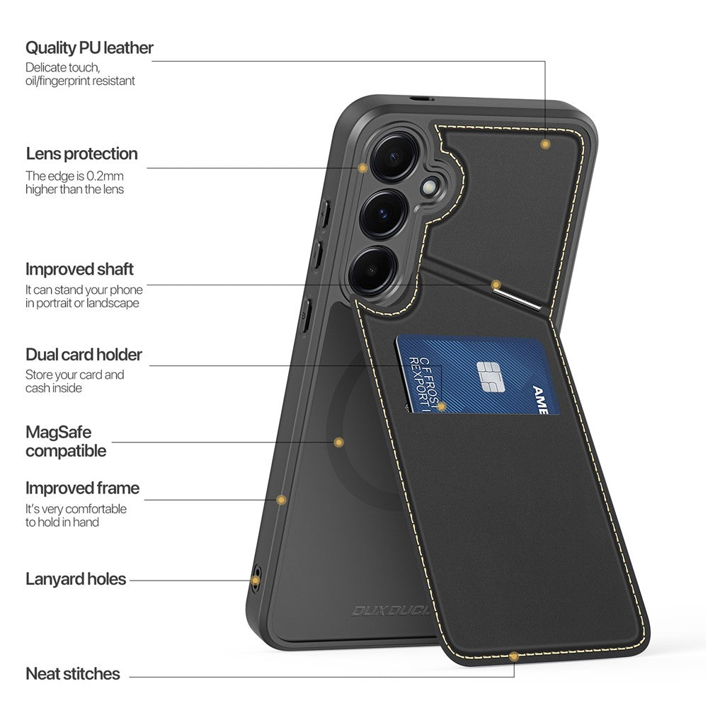 DUX DUCIS magnetisk lædercover i Rafi II-serien med RFID-blokerende kortlommer til Samsung Galaxy S25