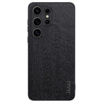 Samsung Galaxy S25 Ultra-skal med trästruktur, PU-läderbeläggning, PC+TPU-fodral