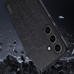 For Samsung Galaxy S25 Case Wood Texture PU Leather Coated PC+TPU Phone Cover