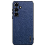 For Samsung Galaxy S25 Case Wood Texture PU Leather Coated PC+TPU Phone Cover