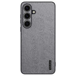 For Samsung Galaxy S25 Case Wood Texture PU Leather Coated PC+TPU Phone Cover