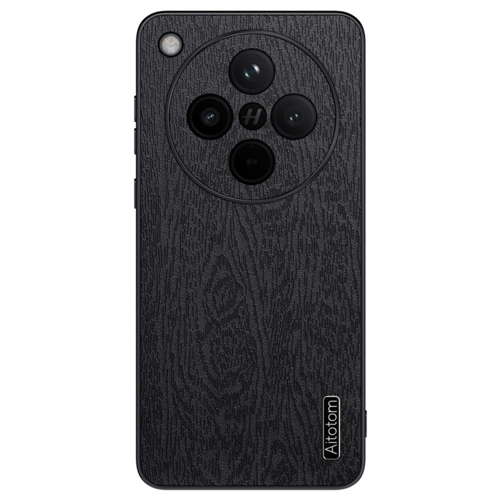 For Oppo Find X8 5G Case Wood Texture PU Leather Coated PC+TPU Phone Cover