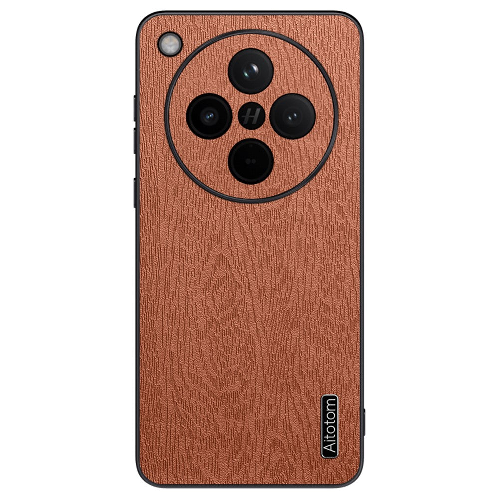 For Oppo Find X8 5G Case Wood Texture PU Leather Coated PC+TPU Phone Cover