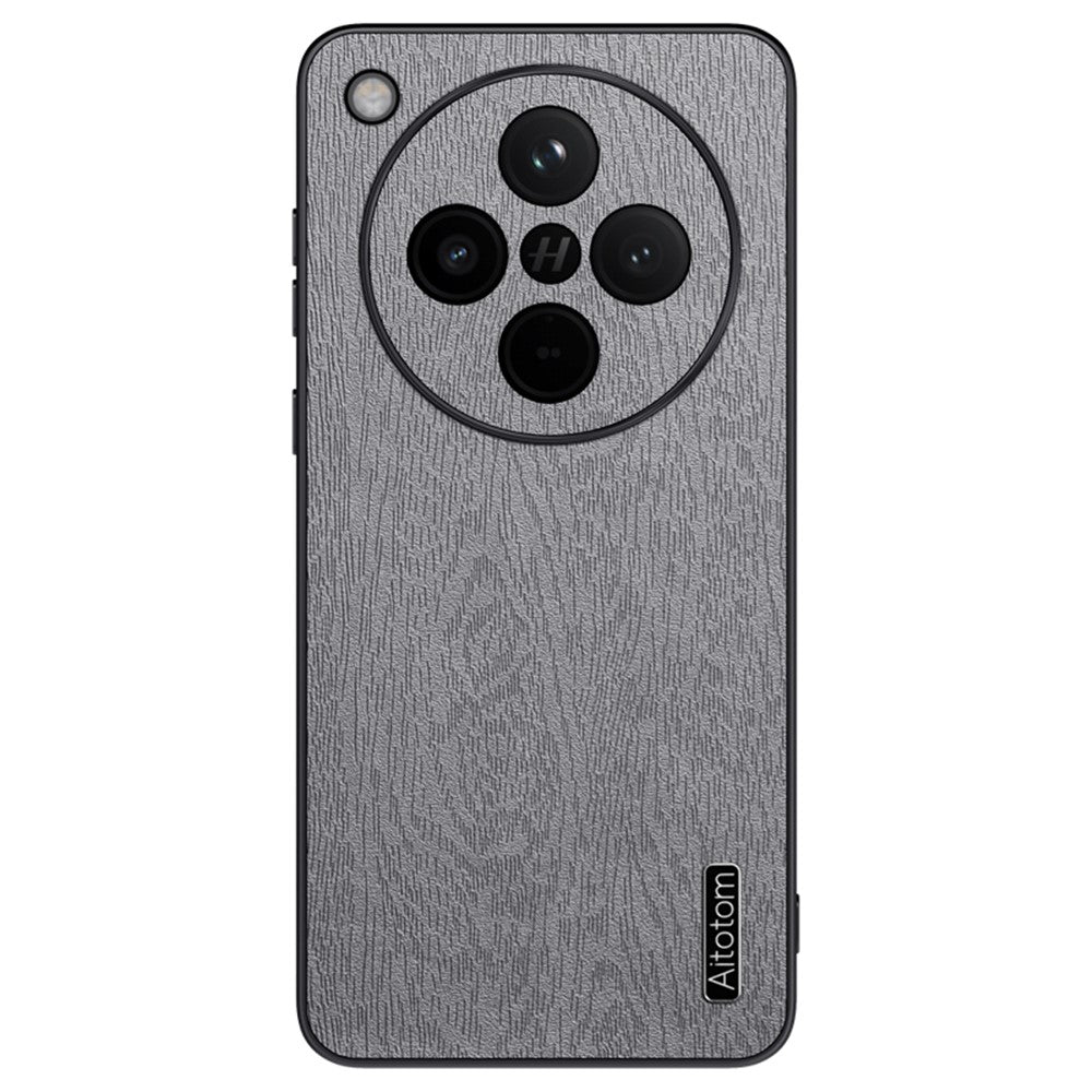 For Oppo Find X8 5G Case Wood Texture PU Leather Coated PC+TPU Phone Cover