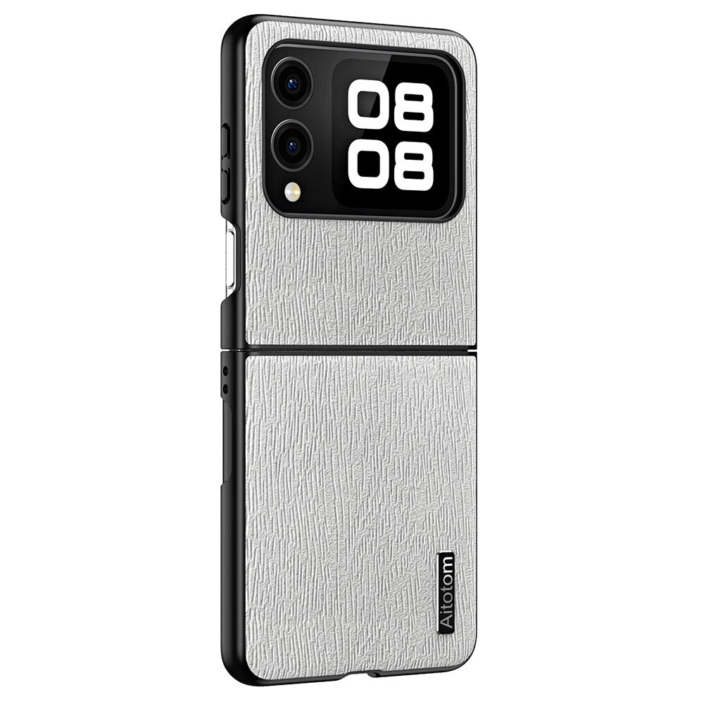 For Huawei nova Flip 5G Case Wood Texture PU Leather Coated PC+TPU Phone Cover